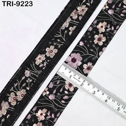 9 Yard Mauve 5cm Embroidery Sari Border Trims Tapes Embroidered Saree Ribbons Victorian Junk Journals Sewing Costumes Crafting Shoe making