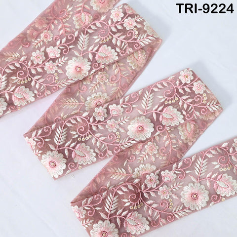 9 Yard Pink Embroidery 7 cm Ribbon DIY Crafting Sewing Costumes Dog Collar, Lampshades, Holidays Decor Indian Embroidered Regency Reticules
