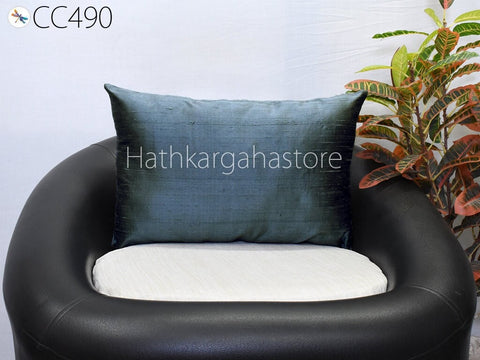 Pure Silk Pillowcase | Grey Lumbar Cover | Rectangle Handmade Dupioni Silk Sham Pillow | Silk Decorative Home Decor | Luxury House Warming Bridal Wedding Gift