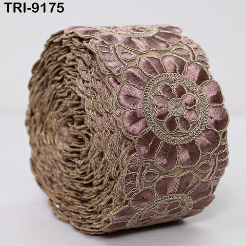 9 Yard Brown Indian Embroidery Trim 7cm Ribbon Embroidered Wedding Sari lehenga Border Saree Sewing Crafting Wall Decor Curtains Headbands