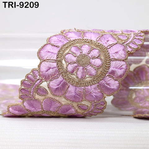 3 Yard Lilac Indian Embroidery Trim Ribbon 8cm Embroidered Wedding Sari Lehenga Border Saree Sewing Crafting Wall Decor Curtains Headbands