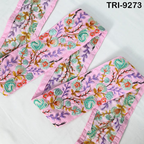 3 Yard Indian Ribbon Trims 8cm Embroidered Decorative Fabric Laces Sari Border Saree Curtains Home Decor Sewing Accessory DIY Crafting