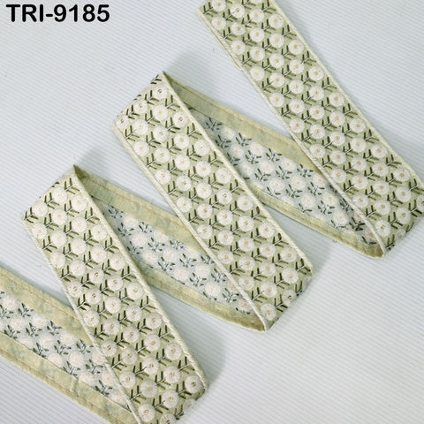 3 Yard Cream Indian Embroidery Trim Embroidered Saree Ribbon Sari Embellishments Cushions Sewing Crafting Trimmings Curtains Headbands 6 cm