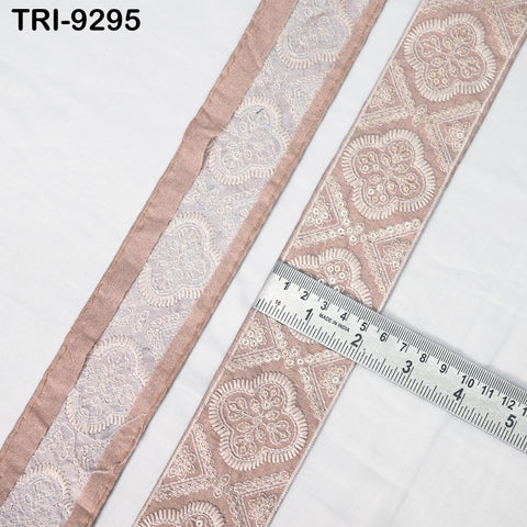 3 Yard Pink Indian Embroidery Ribbon Trims Sari Border Crafting Sewing Beach Bags Regency Reticules, Victorian Handbags, Junk Journals 48mm