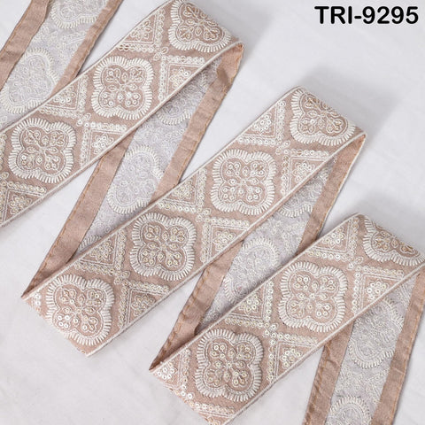 9 Yard Pink Indian Embroidery Ribbon 48mm Trims Sari Border Crafting Sewing Beach Bags Regency Reticules, Victorian Handbags, Junk Journals