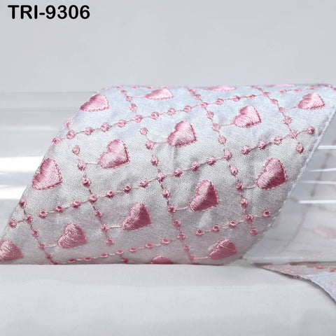 3 Yard Pink Embroidery Ribbon Trim Saree Border Crafting Sari Sewing Tote Bags Home Decor Embellishment Historic Costumes Junk Journals 10cm