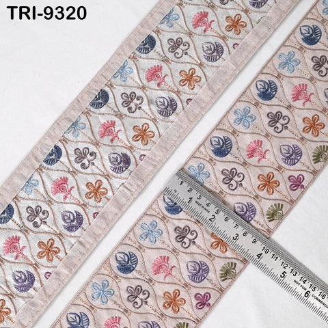 9 Yard Pink Embroidery Ribbon Trim 10cm Saree Border Crafting Sewing Throw Pillows Home Decor Embellishments Historic Costumes Junk Journals