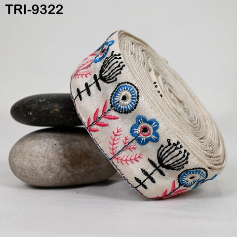 9 Yard Indian 5cm Trim Decor Sari Border Craft Ribbons Sewing Fabric Embroidered Decorative Lampshades, Making Footwear Home Decor Trimmings