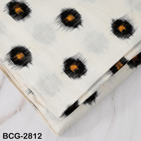 Ivory Black Double Ikat Cotton Fabric by Yard – Handwoven Homespun Textile