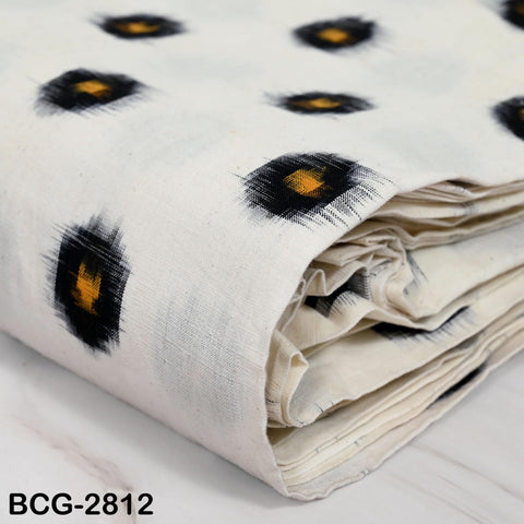 Ivory Black Double Ikat Cotton Fabric by Yard – Handwoven Homespun Textile