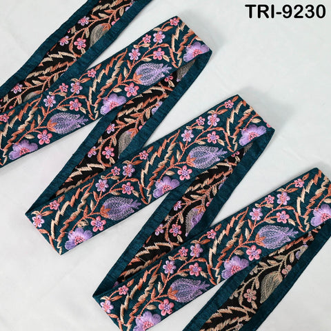 9 Yard Embroidery Ribbon 5cm Trim Sari Border Indian Embroidered Lampshades Regency Reticules, Victorian Handbags Junk Journals DIY Crafting