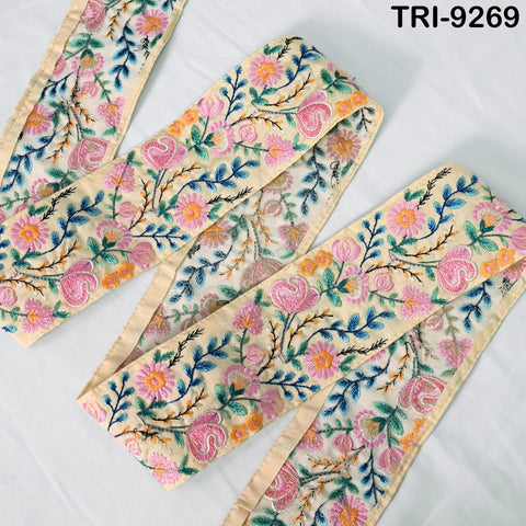 3 Yard 8cm Indian Trims Embroidered Decorative Fabric Laces Sari Border Saree Ribbon Curtains Home Decor Sewing Accessory DIY Crafting