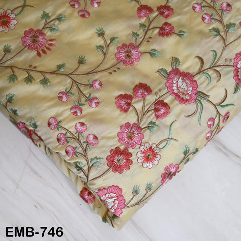 Cream Embroidered Fabric by the yard Sewing DIY Crafting Embroidery Textile Wedding Dress Costumes Dolls Bags Table Runners Blouses