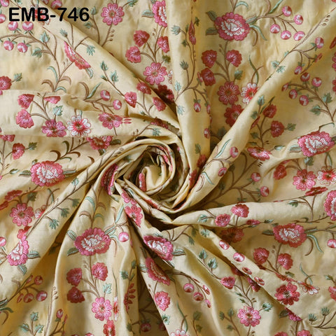 Cream Embroidered Fabric by the yard Sewing DIY Crafting Embroidery Textile Wedding Dress Costumes Dolls Bags Table Runners Blouses