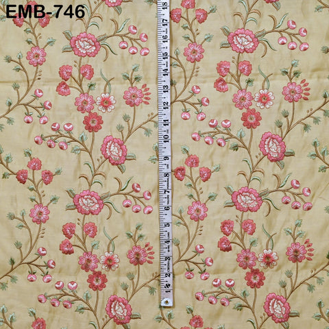 Cream Embroidered Fabric by the yard Sewing DIY Crafting Embroidery Textile Wedding Dress Costumes Dolls Bags Table Runners Blouses