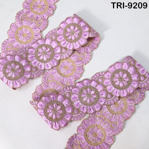 3 Yard Lilac Indian Embroidery Trim Ribbon 8cm Embroidered Wedding Sari Lehenga Border Saree Sewing Crafting Wall Decor Curtains Headbands