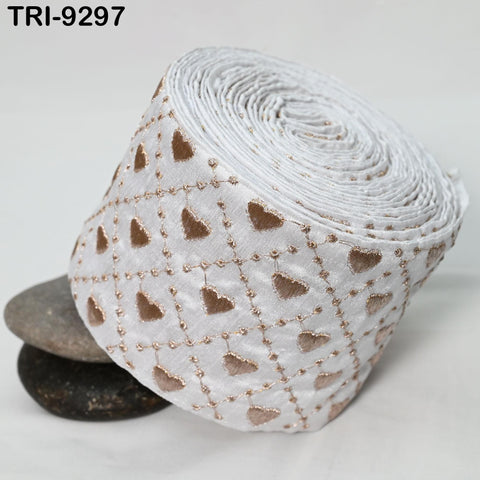 3 Yard Embroidery Ribbon Fabric Trim Saree Border DIY Crafting Sari Sewing Tote Bags Home Decor Embellishment Historic Costumes 10cm