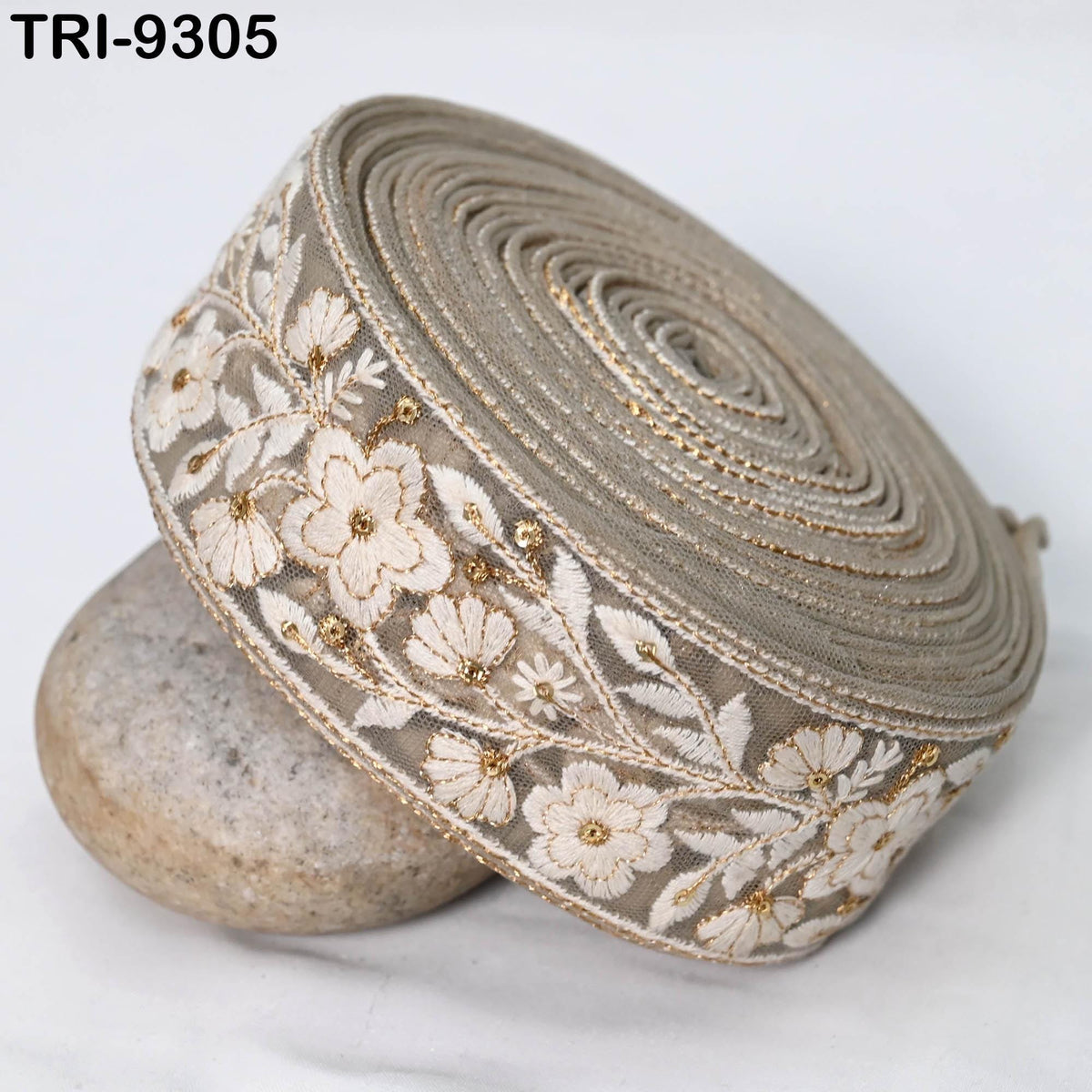 9 Yard Indian Embroidery Ribbon Sari Embellishments Embroidery 5cm Tri ...