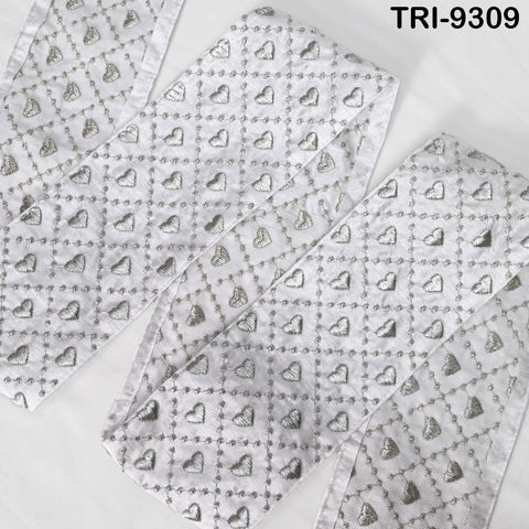 3 Yard White Embroidery Ribbon Trim Saree Border DIY Crafting Sari Sewing Tote Bags Embellishment Historic Costumes Junk Journals 10cm