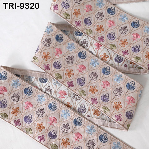 9 Yard Pink Embroidery Ribbon Trim 10cm Saree Border Crafting Sewing Throw Pillows Home Decor Embellishments Historic Costumes Junk Journals