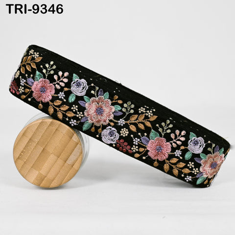 3 Yard Pink Embroidery Trims Ribbons Indian Sari Border Embroidered DIY Crafting Sewing Costumes Tablecloth Lampshade Home Decor Trim 50mm