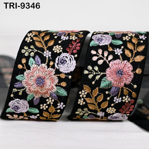 3 Yard Pink Embroidery Trims Ribbons Indian Sari Border Embroidered DIY Crafting Sewing Costumes Tablecloth Lampshade Home Decor Trim 50mm