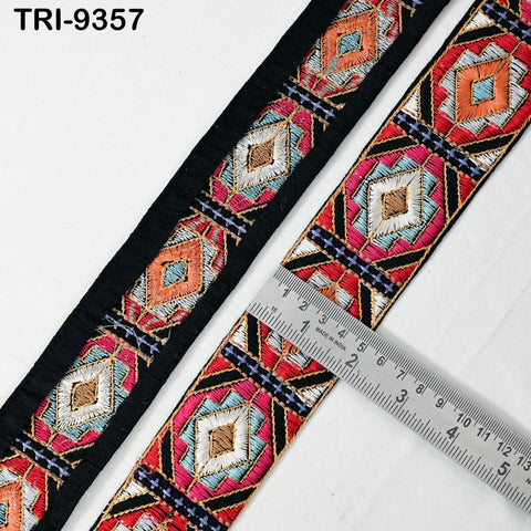 3 Yard Embroidery Trim Multi Ribbons Indian Sari Border Embroidered DIY Craft Sewing Regency Reticules Victorian Costumes Junk Journals 5cm