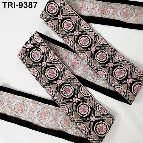 9 Yard Indian Trims Embroidered Decorative Fabric Laces 8cm Sari Border Ribbon Home Decor Sewing Accessory DIY Crafting Victorian Handbags