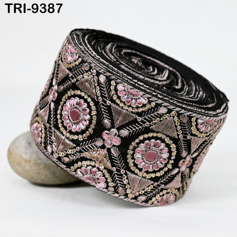 9 Yard Indian Trims Embroidered Decorative Fabric Laces 8cm Sari Border Ribbon Home Decor Sewing Accessory DIY Crafting Victorian Handbags