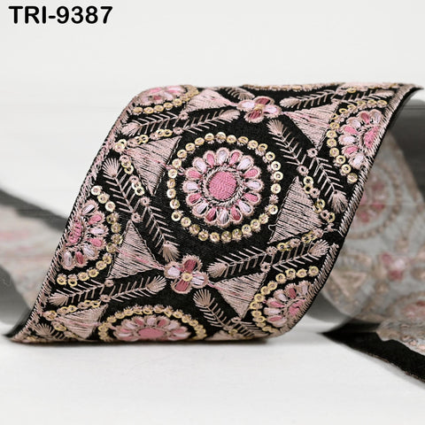 9 Yard Indian Trims Embroidered Decorative Fabric Laces 8cm Sari Border Ribbon Home Decor Sewing Accessory DIY Crafting Victorian Handbags