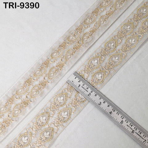 3 Yard Indian Embroidery Ribbons Embroidered Net Fabric Trims 6cm Embellishments DIY Crafting Sewing Sari Border Costumes Wedding Dresses