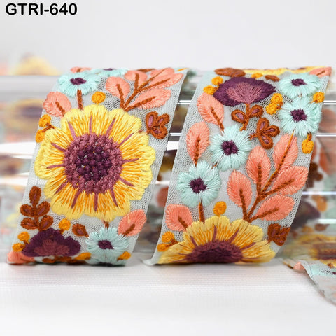 9 Yard Embroidered 5cm Wedding Saree Sewing Embroidery Dress Fabric Trim Indian Ribbon Embellishment Cushions DIY Crafting Sari Border