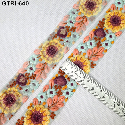 9 Yard Embroidered 5cm Wedding Saree Sewing Embroidery Dress Fabric Trim Indian Ribbon Embellishment Cushions DIY Crafting Sari Border