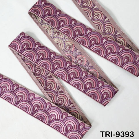 9 Yard Mauve 5cm Embroidery Trim Ribbon Border Embroidered Fabric Gift Wrapping Saree Crafting Shoe making Lampshades Belts Embellishment