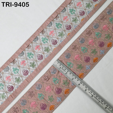 3 Yard Embroidery Ribbon Trim Saree Border DIY Crafting Sewing Throw Pillow Home Decor Embellishments Historic Costumes Junk Journals 10cm