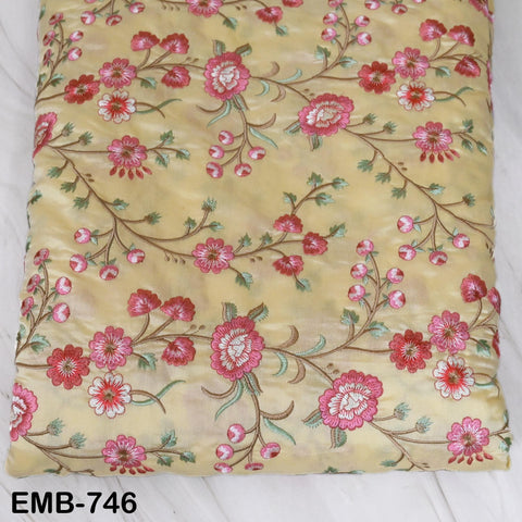 Cream Embroidered Fabric by the yard Sewing DIY Crafting Embroidery Textile Wedding Dress Costumes Dolls Bags Table Runners Blouses