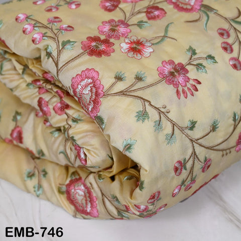 Cream Embroidered Fabric by the yard Sewing DIY Crafting Embroidery Textile Wedding Dress Costumes Dolls Bags Table Runners Blouses