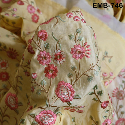 Cream Embroidered Fabric by the yard Sewing DIY Crafting Embroidery Textile Wedding Dress Costumes Dolls Bags Table Runners Blouses