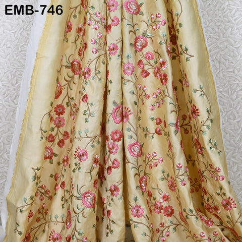 Cream Embroidered Fabric by the yard Sewing DIY Crafting Embroidery Textile Wedding Dress Costumes Dolls Bags Table Runners Blouses