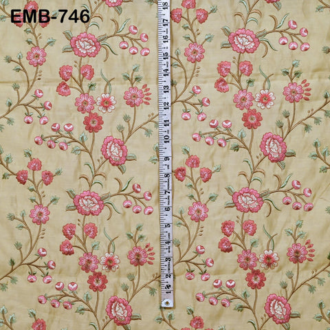 Cream Embroidered Fabric by the yard Sewing DIY Crafting Embroidery Textile Wedding Dress Costumes Dolls Bags Table Runners Blouses