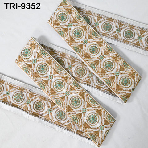 9 Yard 8cm Indian Trims Embroidered Decorative Fabric Laces Sari Border Saree Ribbon Curtains Home Decor Sewing Accessory DIY Crafting