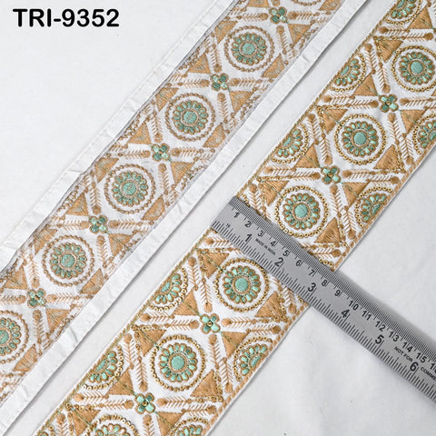 9 Yard 8cm Indian Trims Embroidered Decorative Fabric Laces Sari Border Saree Ribbon Curtains Home Decor Sewing Accessory DIY Crafting