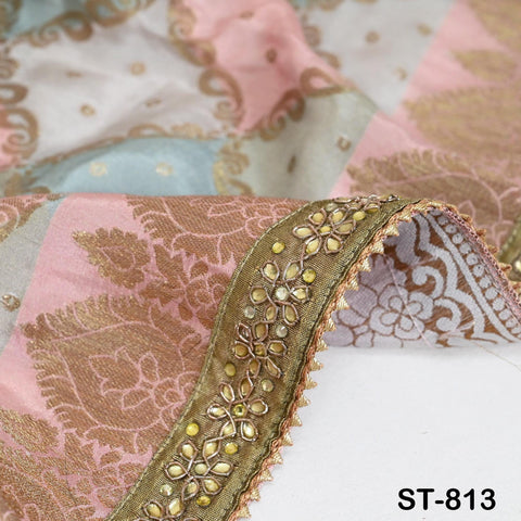 Indian Dupatta Silk Brocade Stole Scarf Women Evening Scarves Chunni Bridal Veil Punjabi Stoles Wraps Bridesmaid Long Scarves Christmas Gift