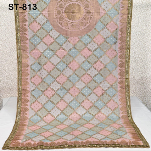 Indian Dupatta Silk Brocade Stole Scarf Women Evening Scarves Chunni Bridal Veil Punjabi Stoles Wraps Bridesmaid Long Scarves Christmas Gift