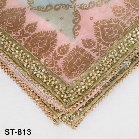 Indian Dupatta Silk Brocade Stole Scarf Women Evening Scarves Chunni Bridal Veil Punjabi Stoles Wraps Bridesmaid Long Scarves Christmas Gift