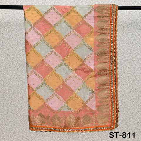 Indian Dupatta Silk Brocade Stole Scarf Women Evening Scarves Chunni Bridal Veil Punjabi Stoles Wraps Bridesmaid Long Scarves Christmas Gift