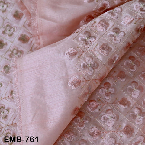 Pink Embroidered Fabric by the yard Sewing Crafting Indian Embroidery Textile Regency Reticules, Victorian Handbags, Clutches, Junk Journals