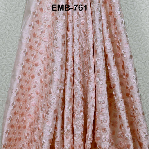 Pink Embroidered Fabric by the yard Sewing Crafting Indian Embroidery Textile Regency Reticules, Victorian Handbags, Clutches, Junk Journals