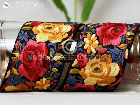 9 Yard Embroidery Trim 8cm Floral Indian Sari Border DIY Crafting Saree Sewing Decorative Beach Bag Trimmings Dresses Ribbons Junk Journals