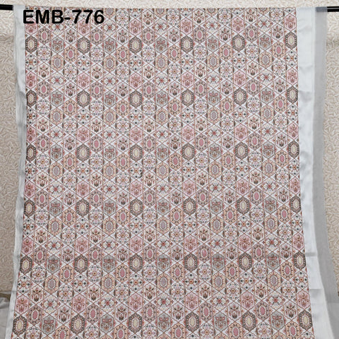 Ivory Embroidery Fabric by the yard Sewing Crafting Indian Wedding Dress Regency Reticules Victorian Handbags Marie Antoinette Junk Journals